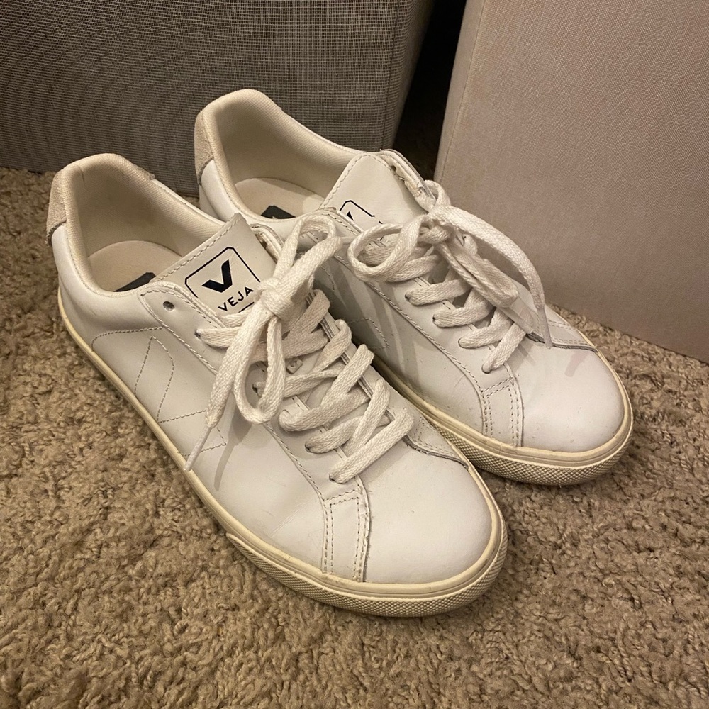 Veja White Low-Top Leather Sneakers